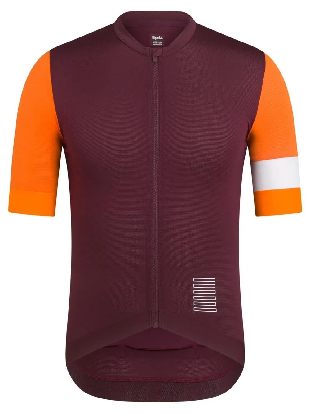 Rapha Men's Burgundy Cycling Jersey with Bright Orange Sleeves